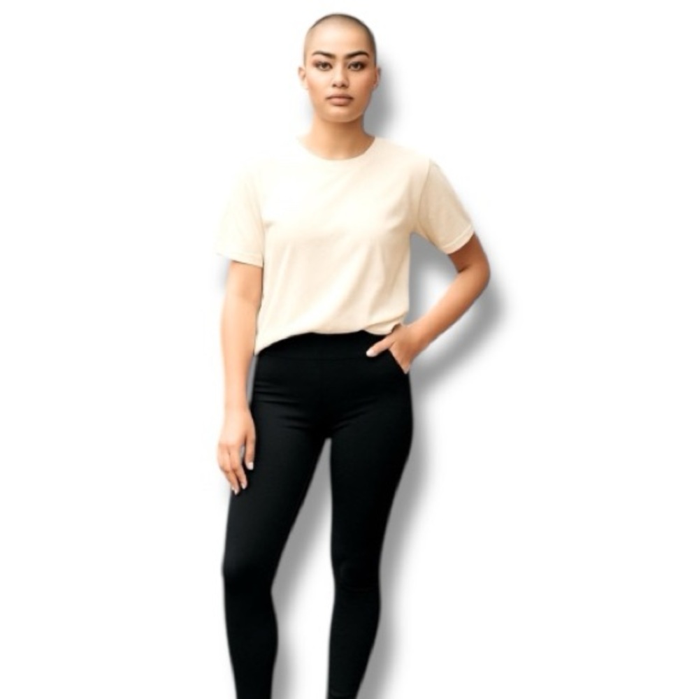 Cute Stretchy Ribbed Black Yoga Pants NYLON/SPANDEX SUPPORT Leggings M 🧘‍♂️ 🍭